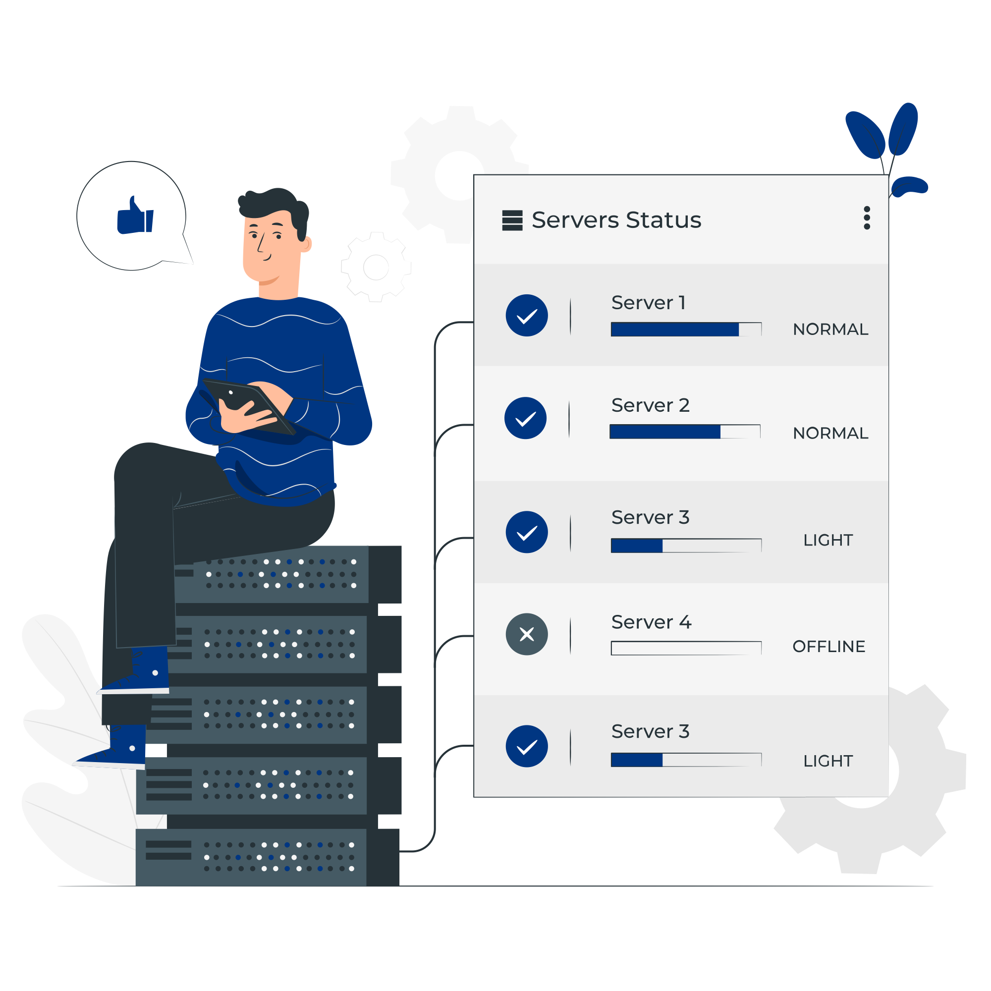 Mężczyzna siedzący na serwerach dedykowanych