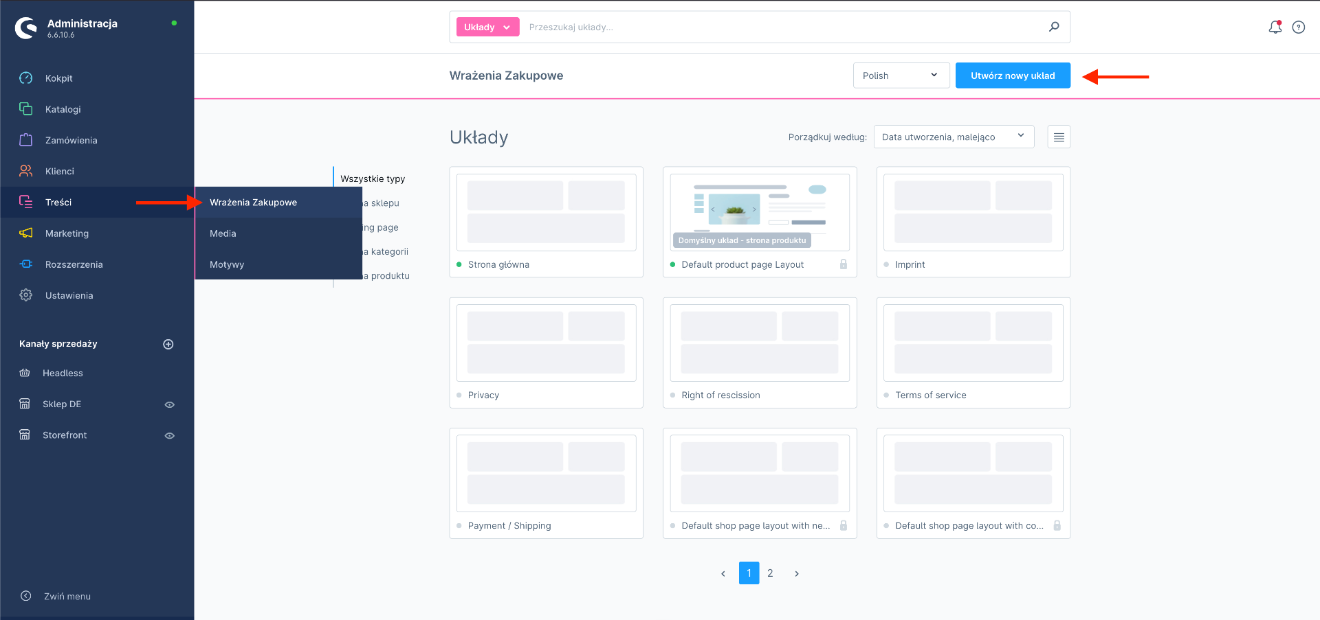 dodawanie szablonu strony