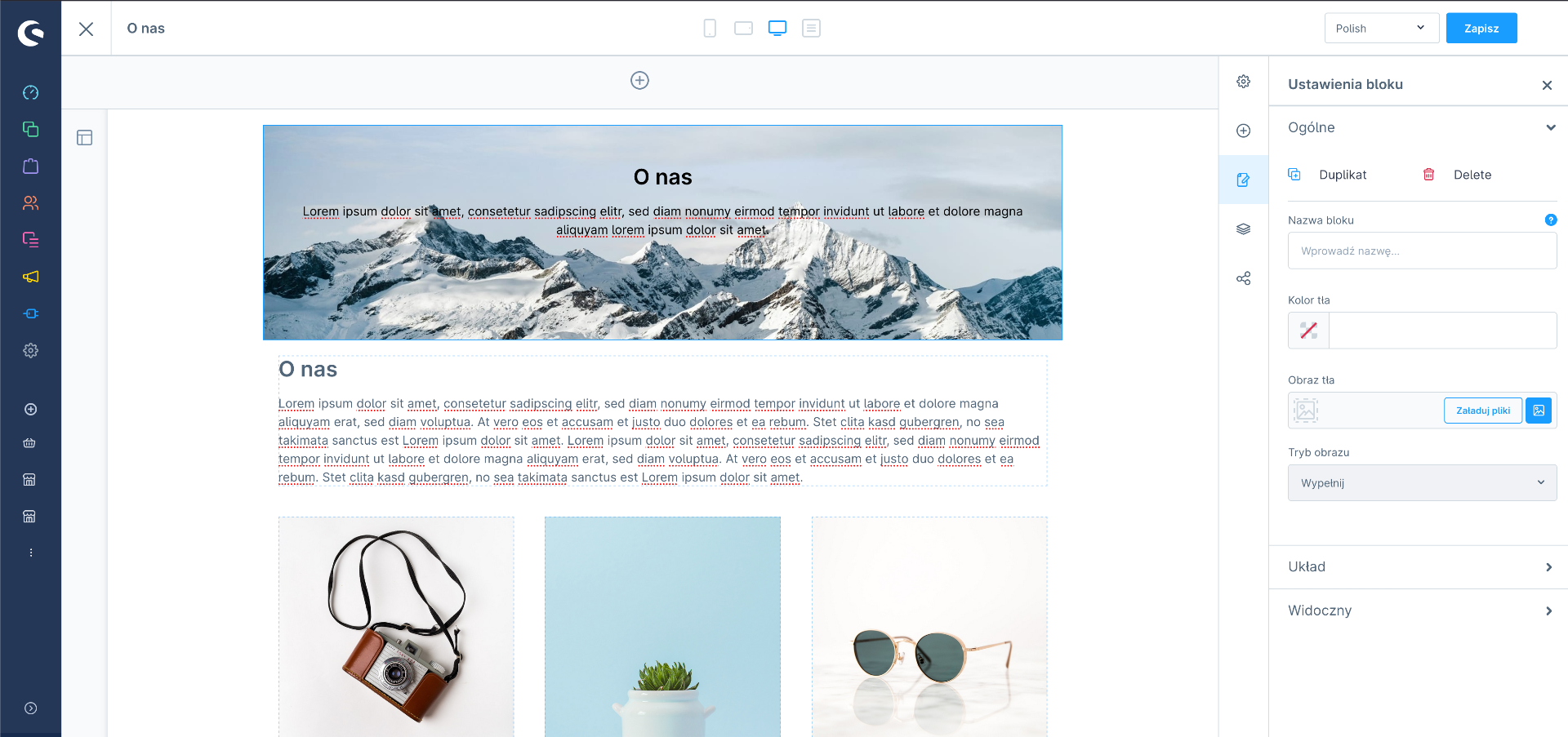 budowanie szablonu strony CMS