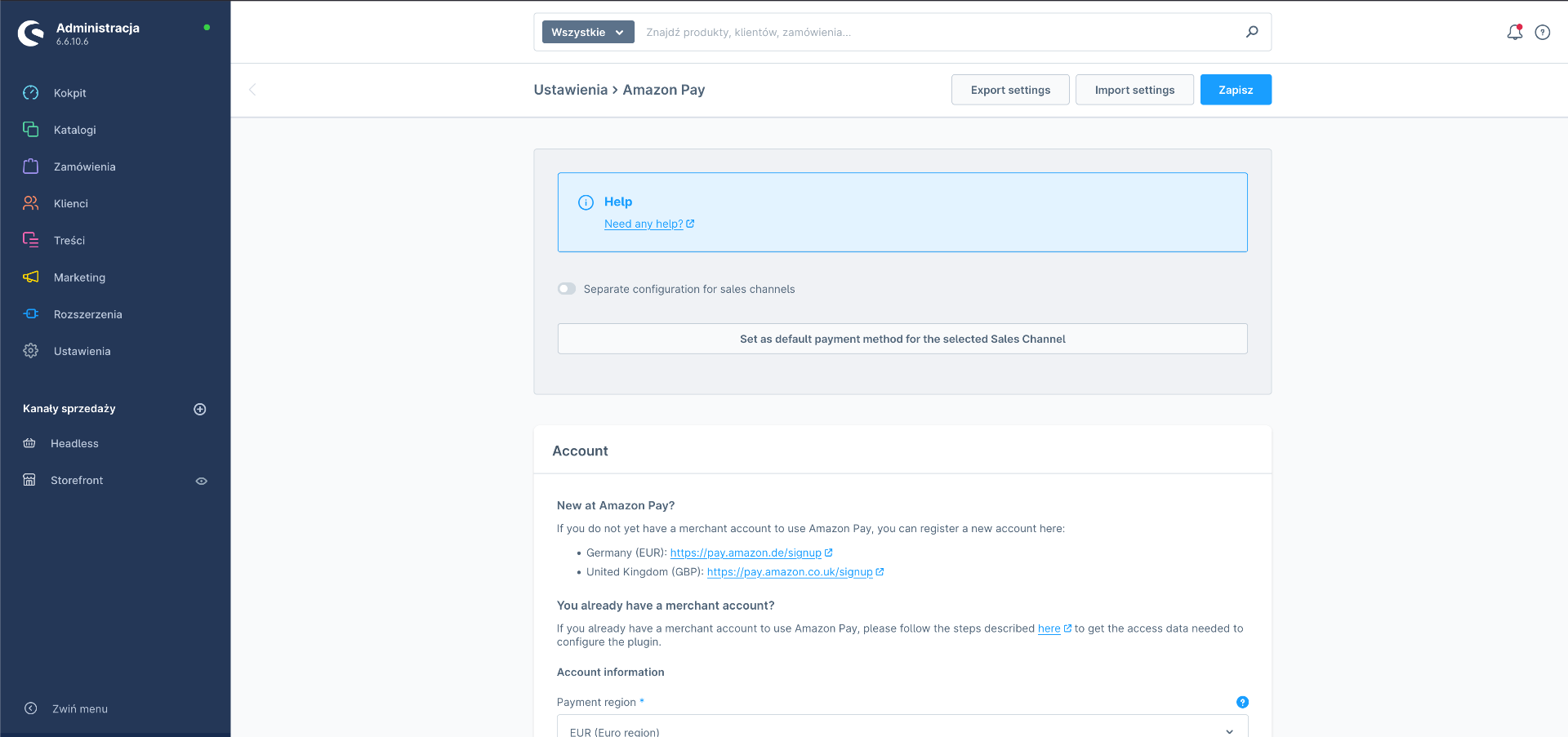 konfiguracja metody płatności